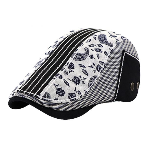 Topi newsboy dengan motif paisley